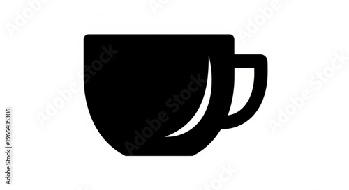 Simple black silhouette of a coffee cup with handle, representing a beverage break or a moment of relaxation