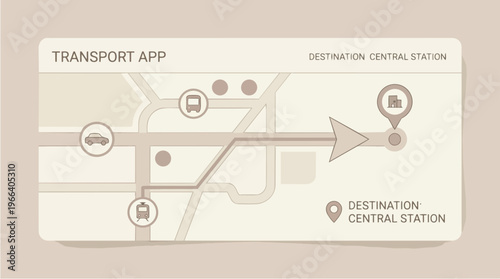 Transport App Map Screen Display.