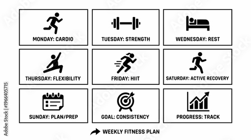 Weekly Fitness Plan Icons.