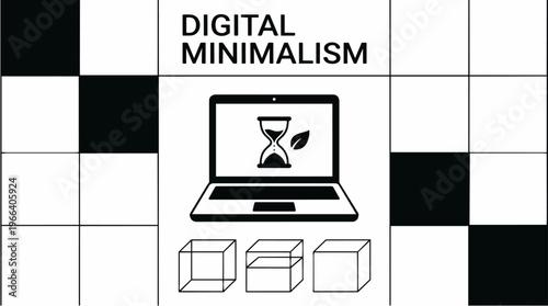 Digital Minimalism Laptop Concept.