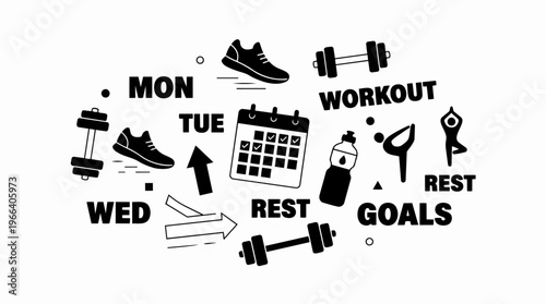 Fitness Schedule Plan Illustration.