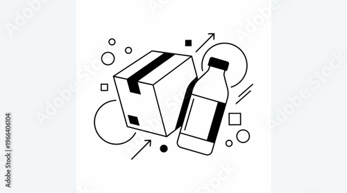 Milk carton and bottle icons.