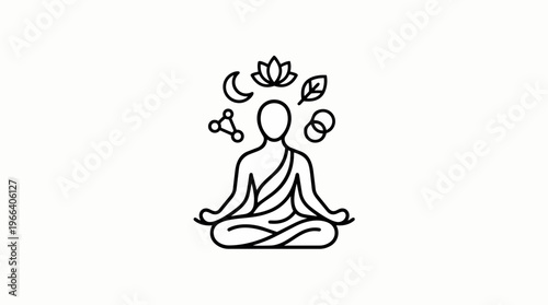Meditation Yoga Mindfulness Line Art.