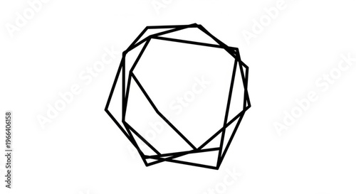 Abstract geometric black line art illustration of interconnected polygons, forming a dynamic and modern multifaceted design