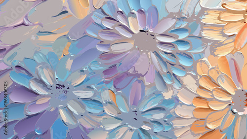 Abstract floral painting with vibrant textured brushstrokes and soft colors