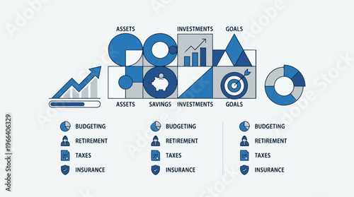 Business finance growth strategy icons.