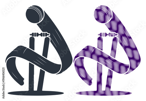 Vector ribbon microphone icons, sound equipment symbols, audio mic graphics, music illustration elements