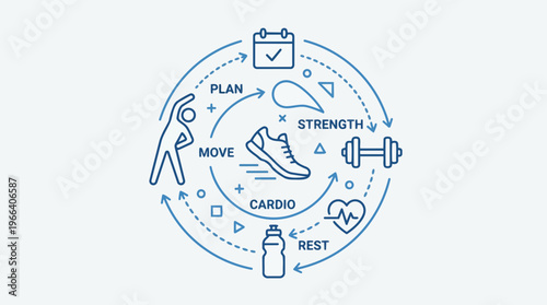 Fitness Icons in Circle Diagram.