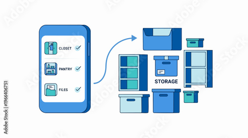 Smartphone controls storage units.