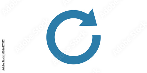 Blue circular arrow rotating right in white background