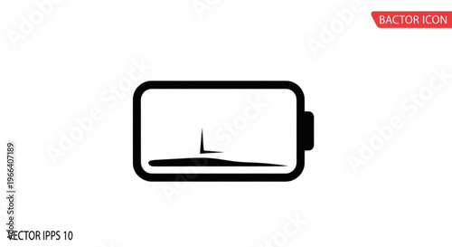 A minimalist vector icon of a smartphone battery with low charge