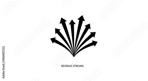 A minimalist vector graphic illustrating multiple revenue streams with arrows pointing upwards