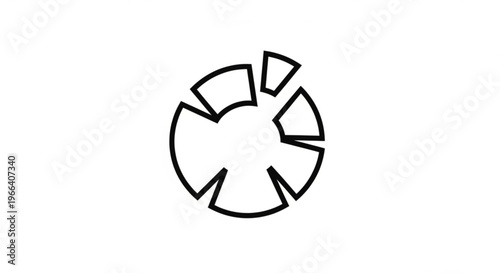 A minimalist vector graphic illustration of a broken circle icon