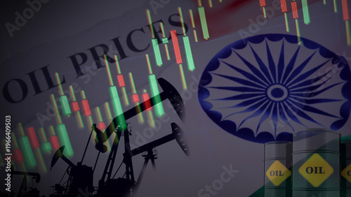 Tableau sur toile India Oil prices rise as market trends fluctuate and production impacts economy