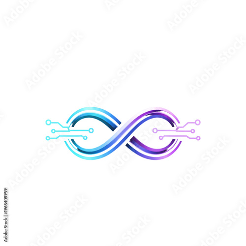 Digital infinity symbol representing continuous innovation and the boundless possibilities of technology and data