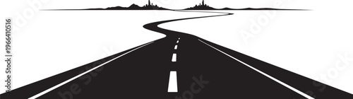 Winding road stretching into the distance with mountains ahead