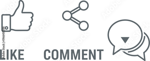 Social media icons display thumbs up share and chat symbols online