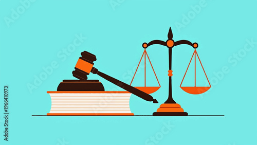 Law, justice, gavel, and scales vector icon, legal symbols, court, judgement