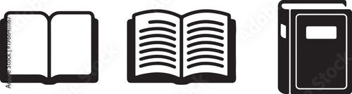 book icon set open closed reading study silhouette vector illustration