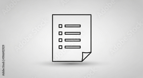 Checklist Icon - Simple Line Drawing of a To-Do List Document.