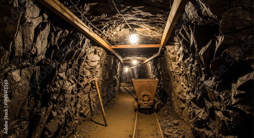 Exploring the Depths - A Glimpse into a Dark Mine Shaft.