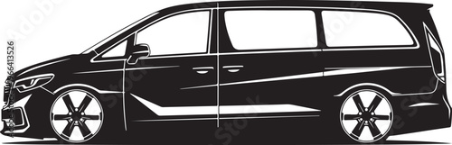 Black Minivan Vehicle Side View Illustration