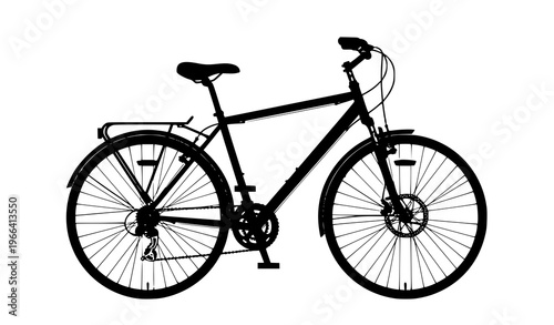Modern city mountain bike with V brakes multi speed bicycle flat vector illustration isolated on white