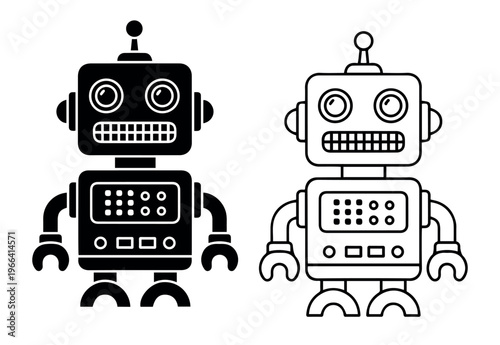  Robot Outline for Coloring Book Stock Vector - Illustration