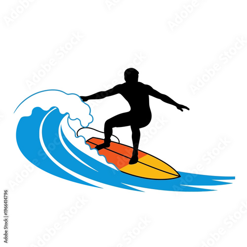Silhouette Surfer Riding Ocean Wave