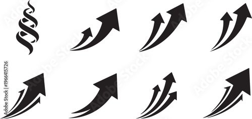 Collection of black arrow icons on white background