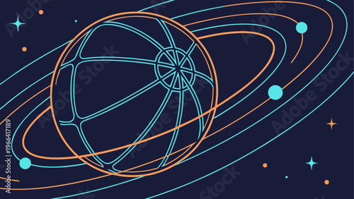 Digital transformation concept with global network connections and online video content flow.