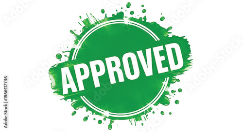 Green checkmark approval stamp with leafy border circle