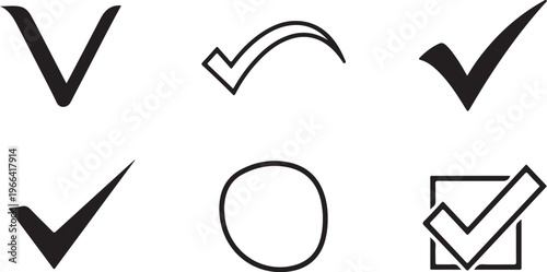 Checkmarks and verification icons in black and white