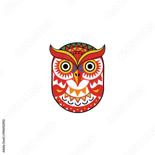 Vibrant Tribal Folk Art Owl