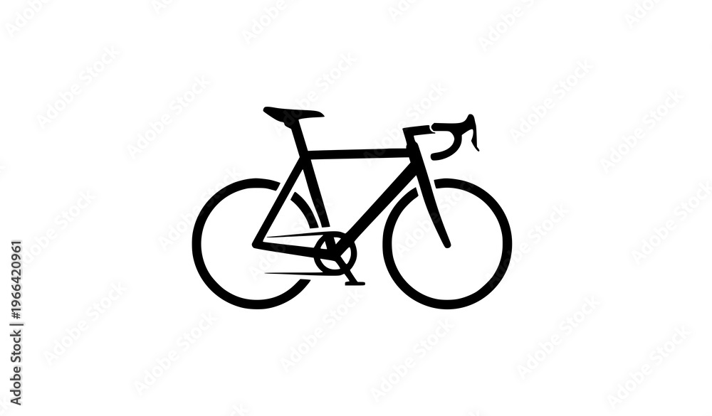 Fototapeta premium Modern minimalist bicycle silhouette logo vector with clean geometric road bike design