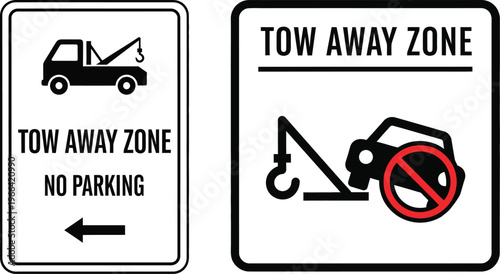 Tow away zone and no parking signs