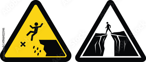 Warning signs of falling and cliff