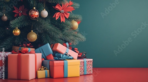 Beautifully Decorated Christmas Tree with Wrapped Presents Underneath