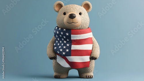 Patriotic Plush Teddy Bear With American Flag Design