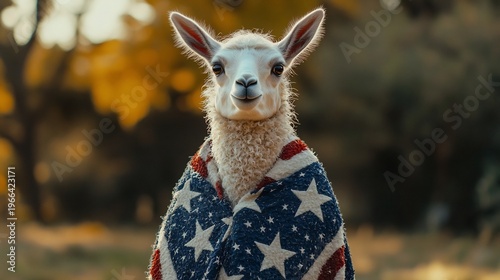 Patriotic Llama Celebrating American Independence in Nature