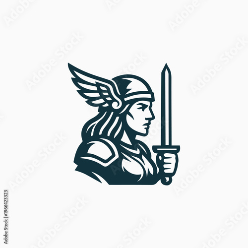 Modern Valkyrie Goddess Logo