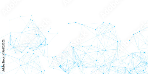 Abstract geometric background with connecting dots and lines with low poly triangle shapes. Polygonal Mesh Background Vector design digital technology concept Global network connection data structure