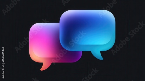 Modern Speech Bubbles in Vibrant Gradient Colors on Dark Background