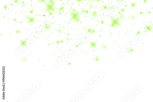 Green Particle Floating in Bright White Field.