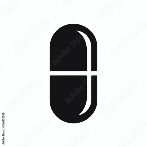 Black Pill Icon Symbol Medicine Health Care Concept.