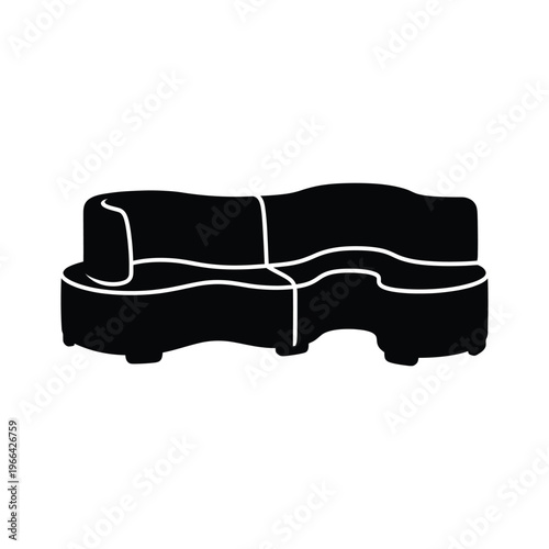 Black and white of a two-seater sofa with white outlines couch furniture