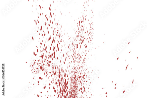 Red Particle Spray Isolated On White Background.
