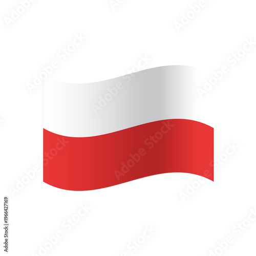 Waving poland flag in a 3d style on a transparent background.