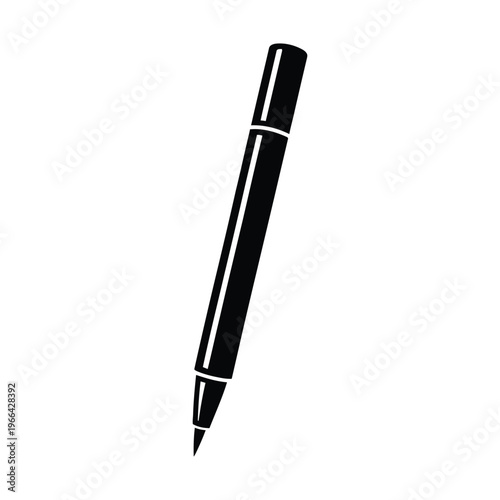 Black ballpoint pen on white background office supply