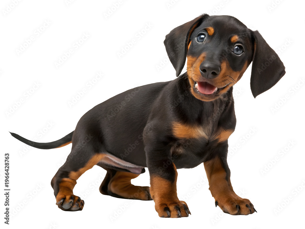 Obraz premium a doberman pinscher puppy sitting on a transparent background